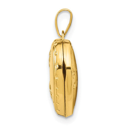 14K Gelbgold 14K Wendbar Blumen Liebe You Immer Herz Medaillon