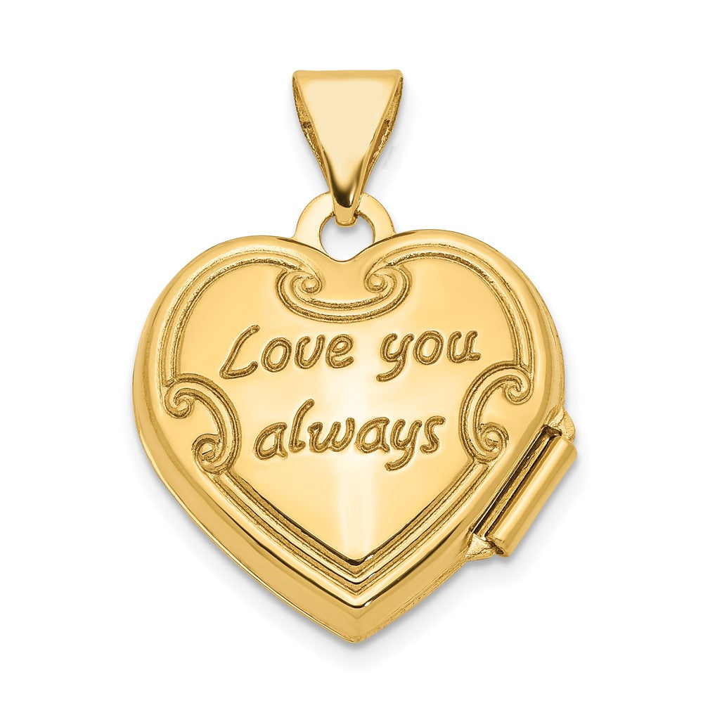 14K Gelbgold 14K Wendbar Blumen Liebe You Immer Herz Medaillon
