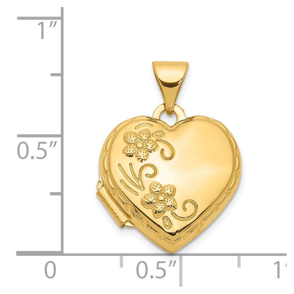 14K Gelbgold 14K Wendbar Blumen Liebe You Immer Herz Medaillon