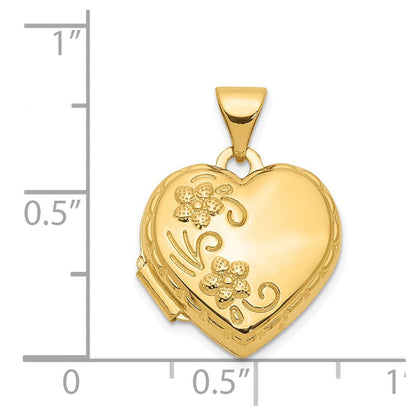 14K Gelbgold 14K Wendbar Blumen Liebe You Immer Herz Medaillon