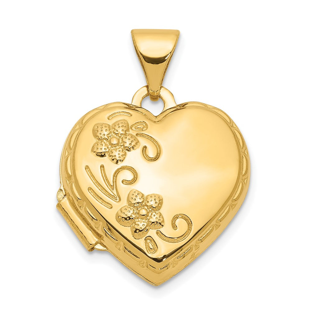 14K Gelbgold 14K Wendbar Blumen Liebe You Immer Herz Medaillon