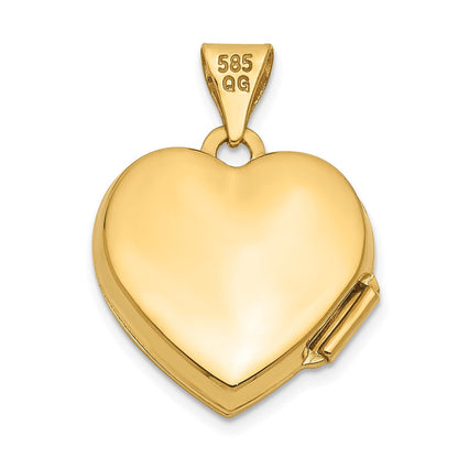 14K Gelbgold 14ky Doppelt Herz Medaillon