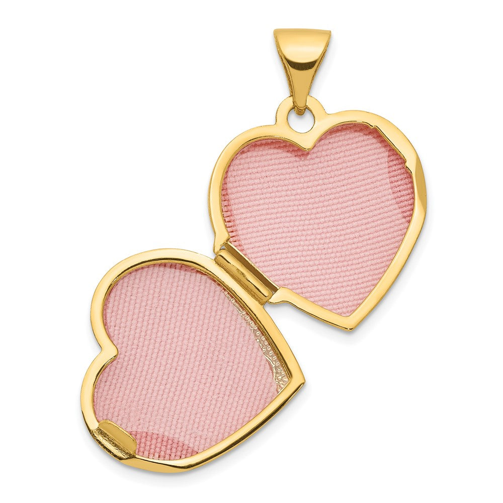 14K Gelbgold 14ky Doppelt Herz Medaillon