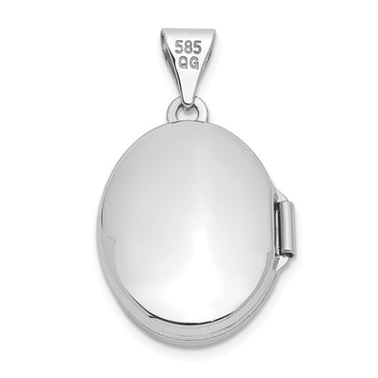 14K Weißgold 14K Weißgold Blumen Oval Medaillon