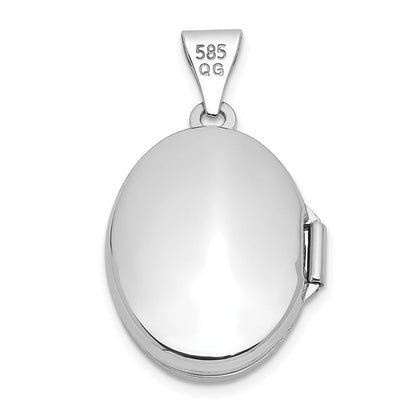 14K Weißgold 14K Weißgold Poliert Oval Medaillon
