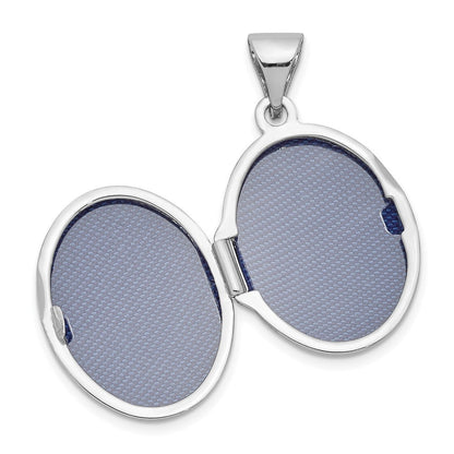 14K Weißgold 14K Weißgold Poliert Oval Medaillon