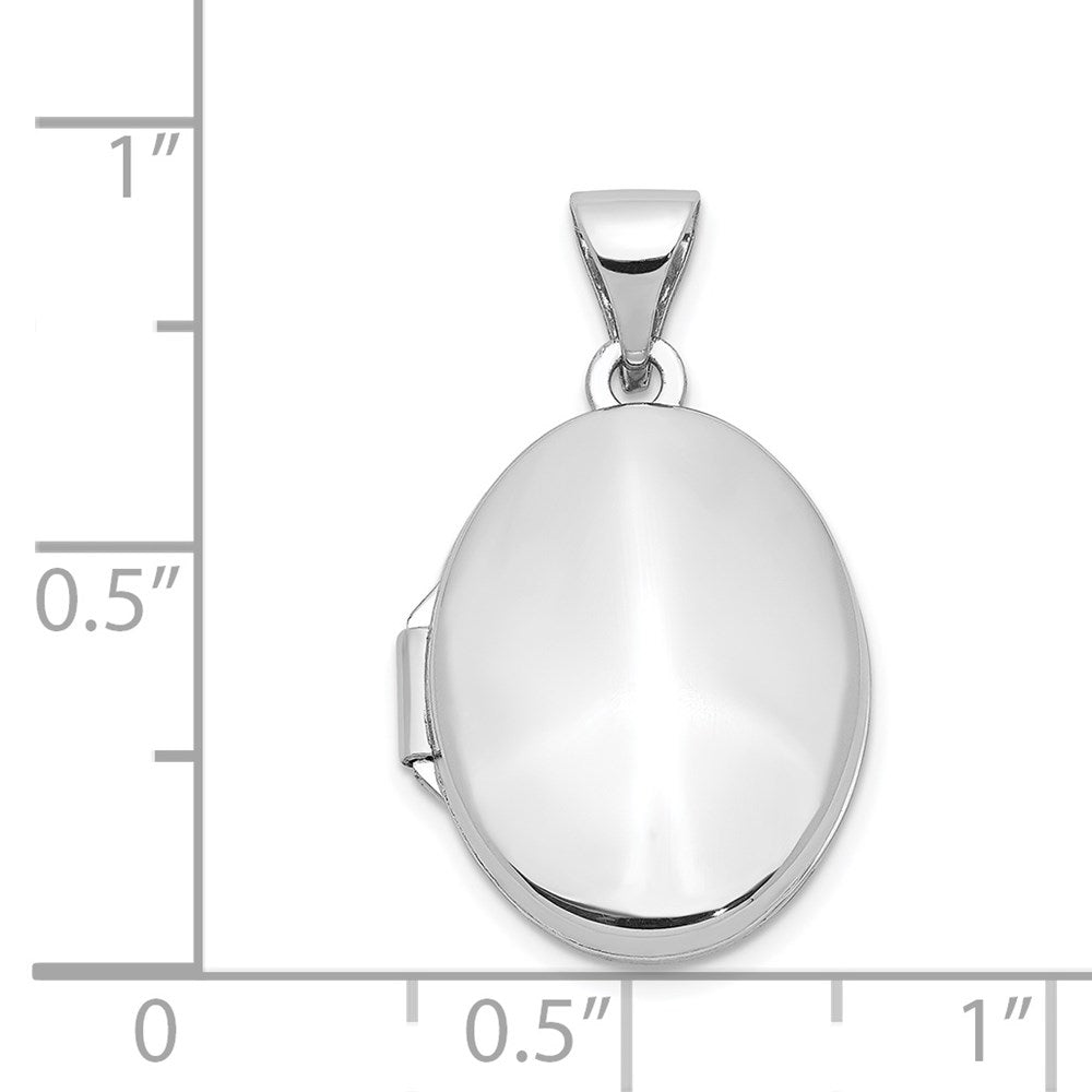 14K Weißgold 14K Weißgold Poliert Oval Medaillon