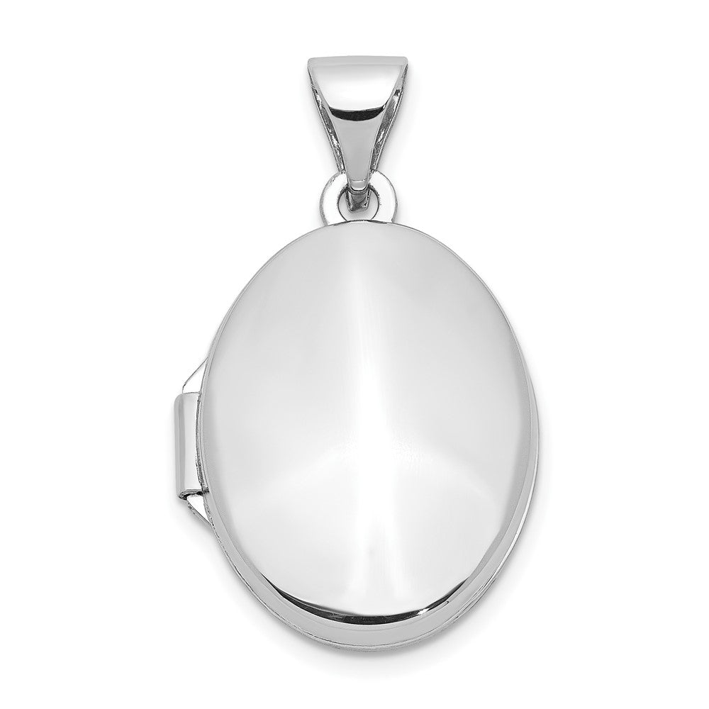 14K Weißgold 14K Weißgold Poliert Oval Medaillon