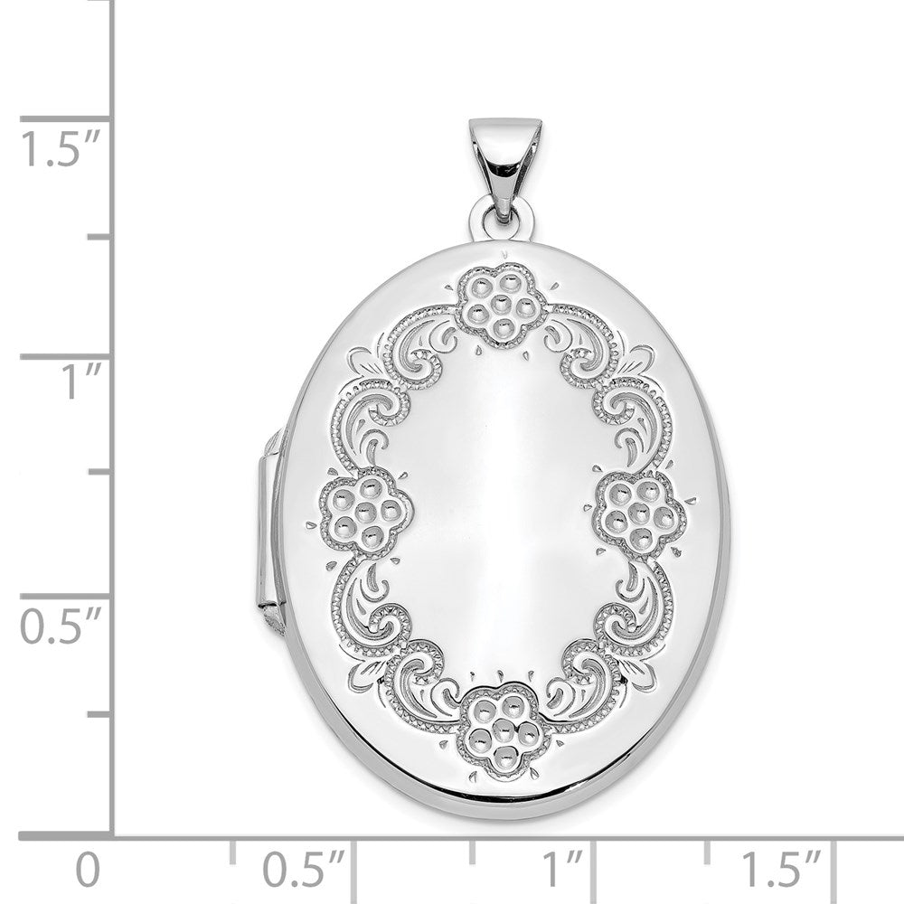 14K Weißgold 14K Weißgold Blumen Oval Medaillon