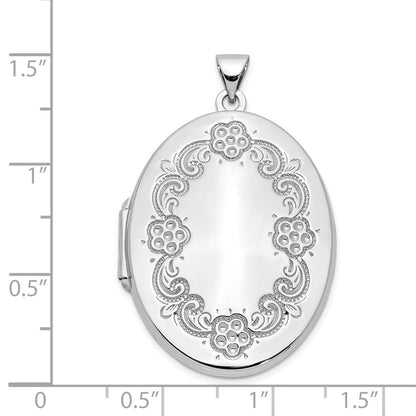 14K Weißgold 14K Weißgold Blumen Oval Medaillon