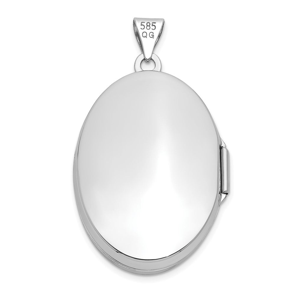 14K Weißgold 14K Weißgold Poliert Gewölbt Oval Medaillon