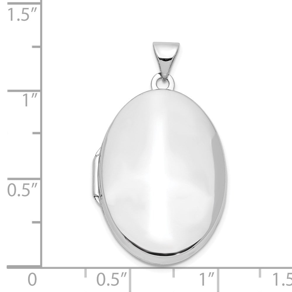 14K Weißgold 14K Weißgold Poliert Gewölbt Oval Medaillon