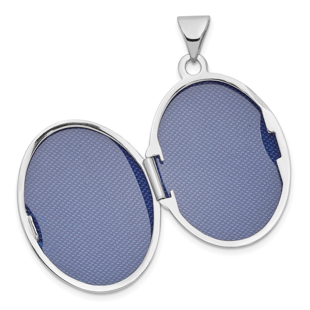 14K Weißgold 14K Weißgold Herz und Ranke Rand Oval Medaillon