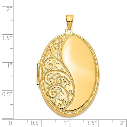 14K Gelbgold 14K Oval Schwer Weight Halb Ranke Medaillon