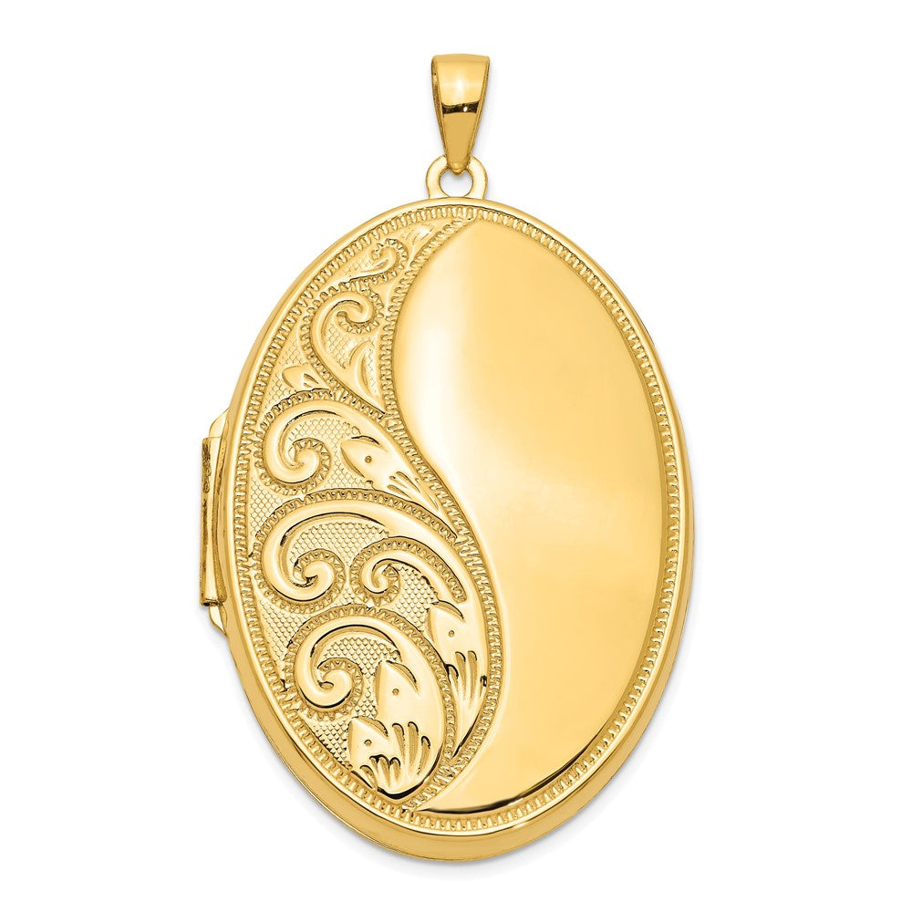 14K Gelbgold 14K Oval Schwer Weight Halb Ranke Medaillon