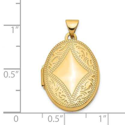 14K Gelbgold 14K Diamant-shaped Design Oval Medaillon