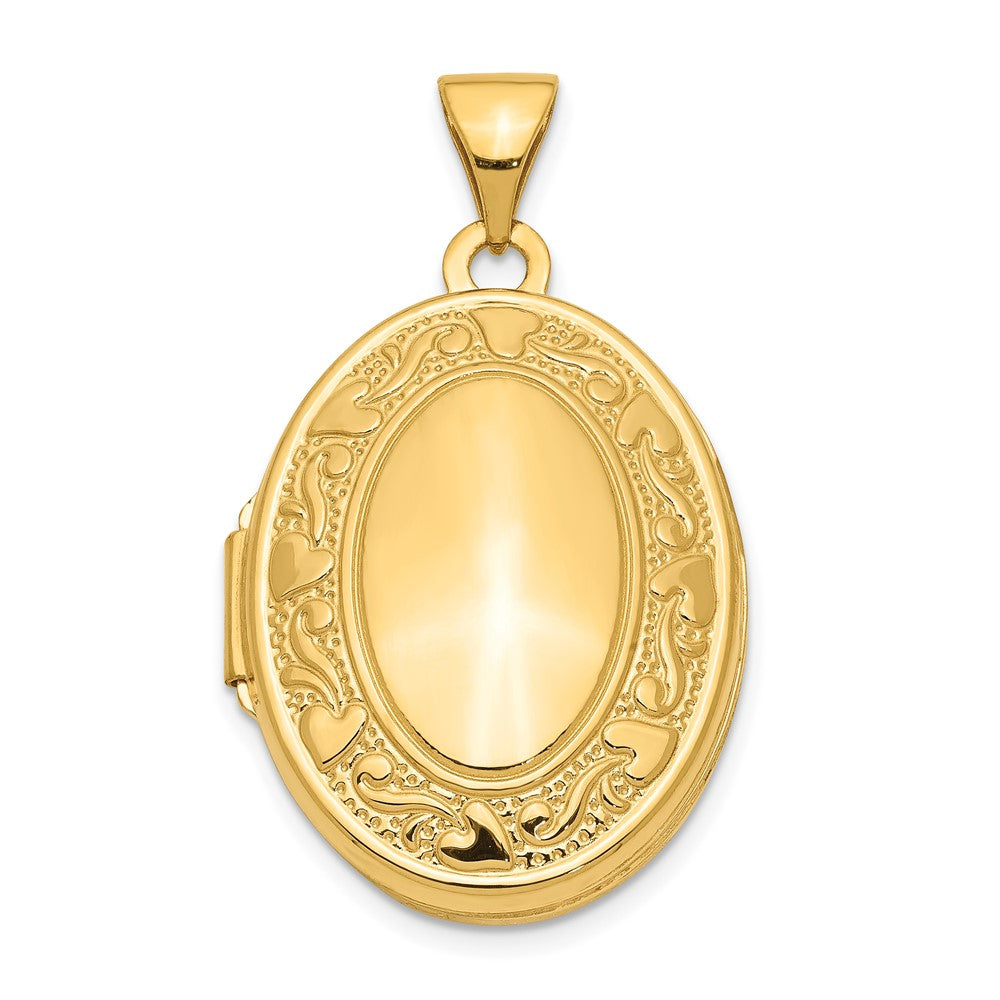 14K Gelbgold 14K Gelbgold Ranke Herz Design Oval Medaillon