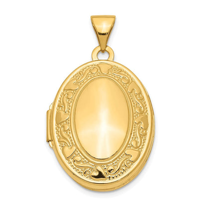 14K Gelbgold 14K Gelbgold Ranke Herz Design Oval Medaillon
