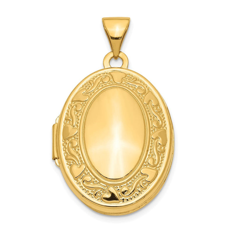 14K Gelbgold 14K Gelbgold Ranke Herz Design Oval Medaillon