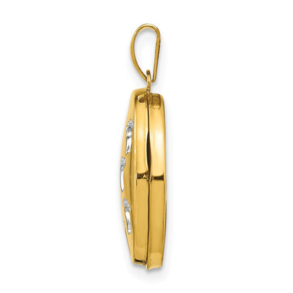 14K Gelb & Rhodium 14K Gelbgold Weiß Rhodiniert Footprints Medaillon