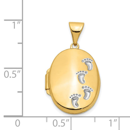 14K Gelb & Rhodium 14K Gelbgold Weiß Rhodiniert Footprints Medaillon