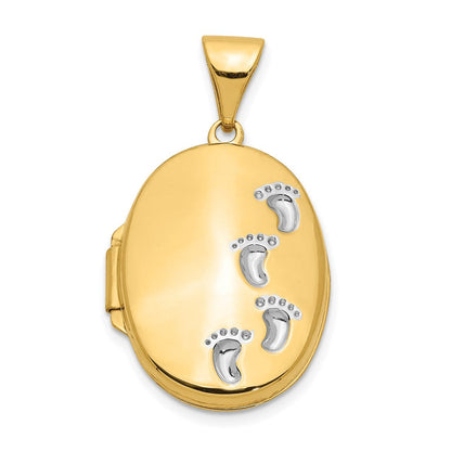 14K Gelb & Rhodium 14K Gelbgold Weiß Rhodiniert Footprints Medaillon