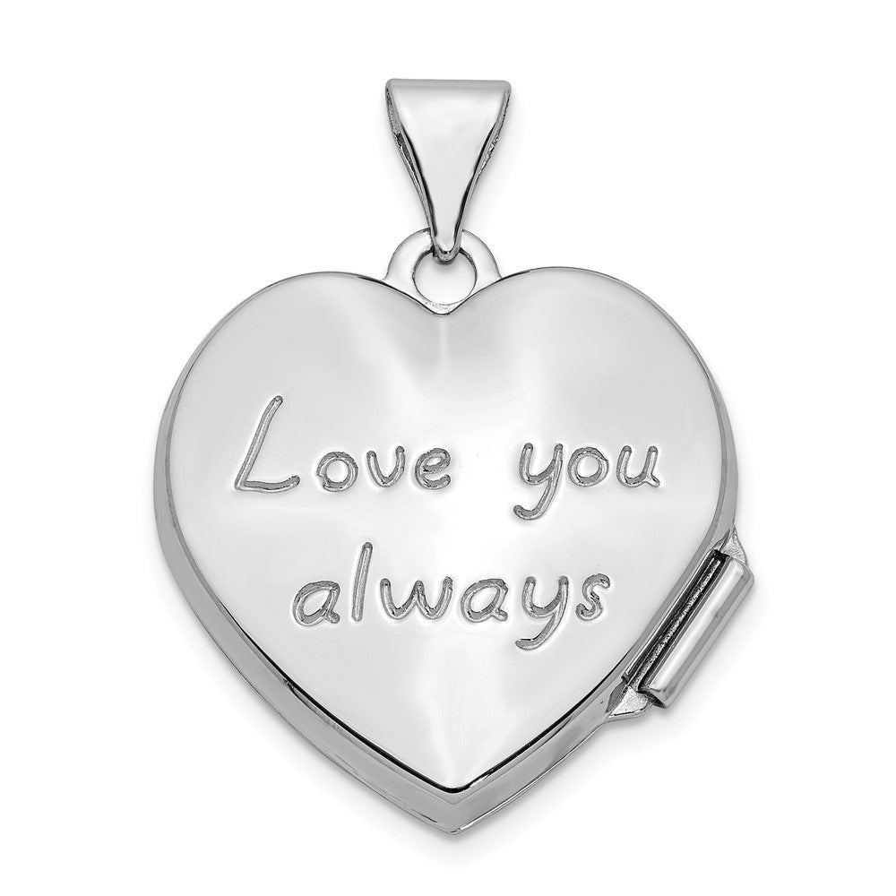 14K Weißgold Scrolled Liebe You Immer Herz Medaillon