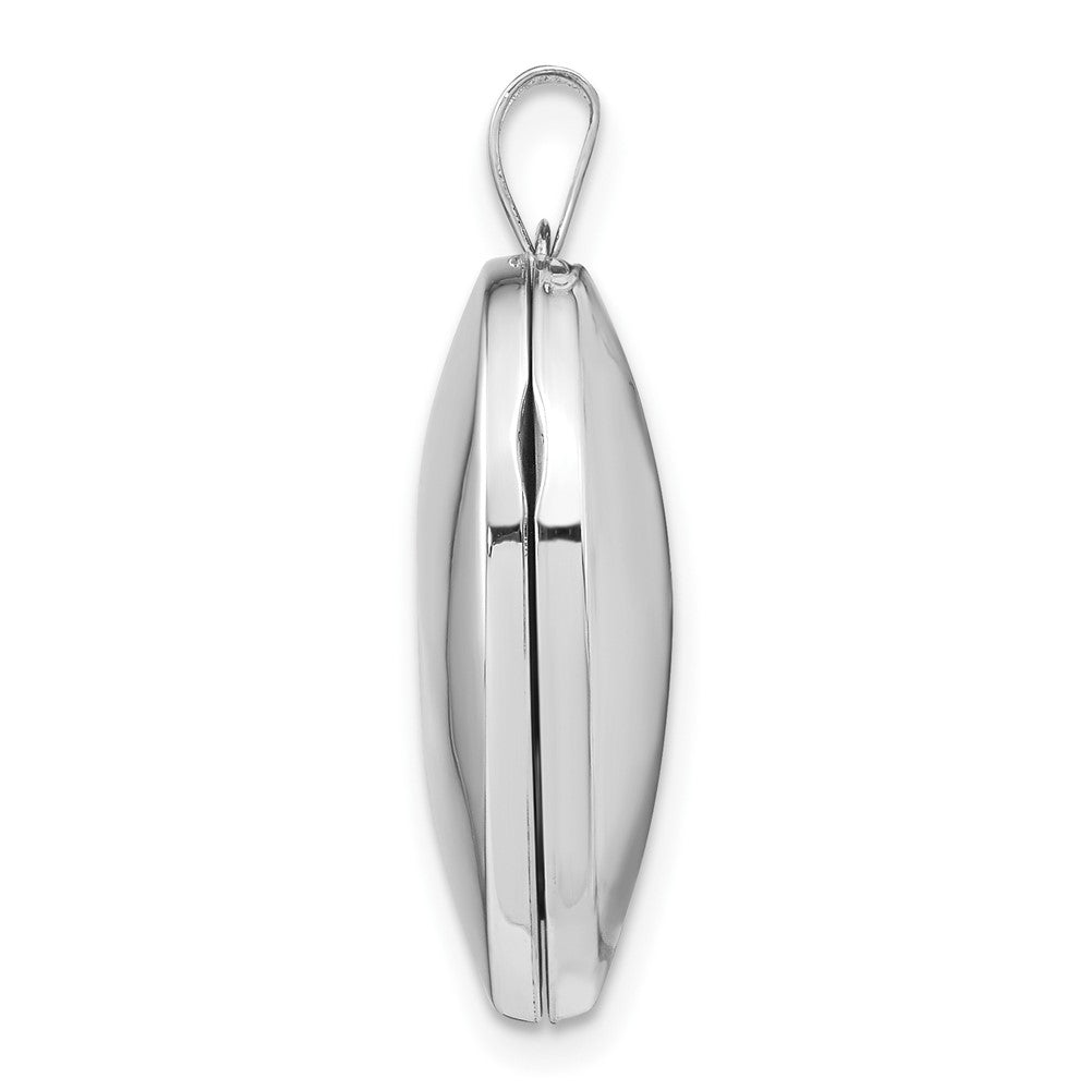 14K Weißgold 14K Weißgold Poliert Herz-shaped Gewölbt Medaillon
