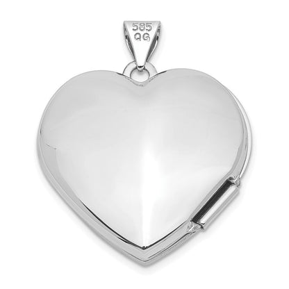 14K Weißgold 14K Weißgold Poliert Herz-shaped Gewölbt Medaillon