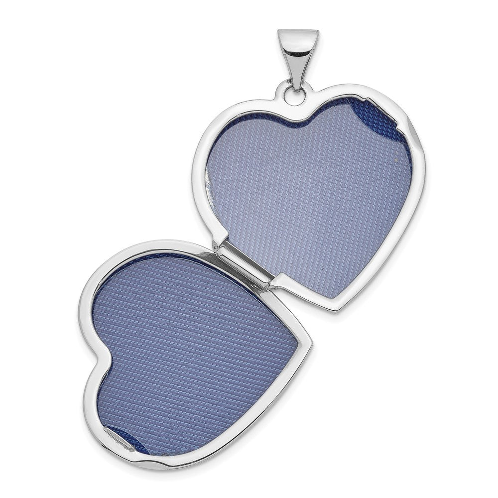 14K Weißgold 14K Weißgold Poliert Herz-shaped Gewölbt Medaillon