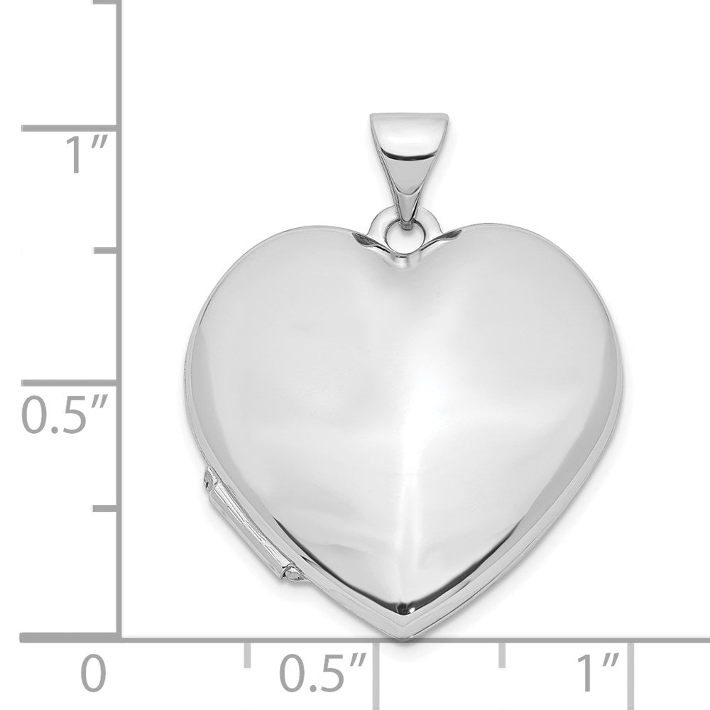 14K Weißgold 14K Weißgold Poliert Herz-shaped Gewölbt Medaillon