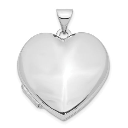 14K Weißgold 14K Weißgold Poliert Herz-shaped Gewölbt Medaillon
