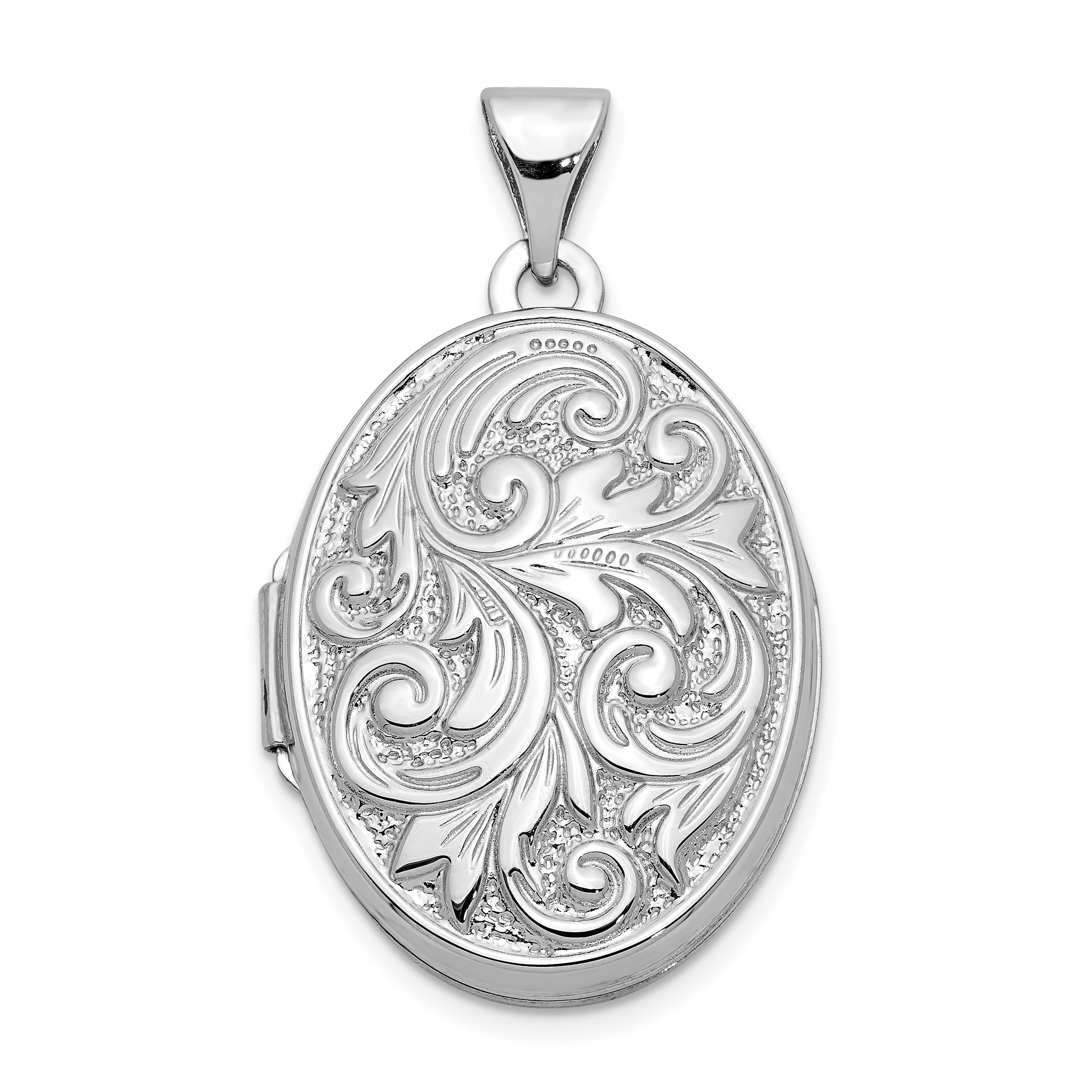14K Weißgold 14K Weißgold Poliert Wendbar Liebe You Immer Oval Medaillon