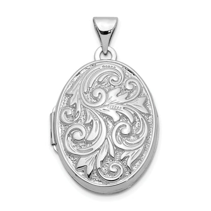 14K Weißgold 14K Weißgold Poliert Wendbar Liebe You Immer Oval Medaillon