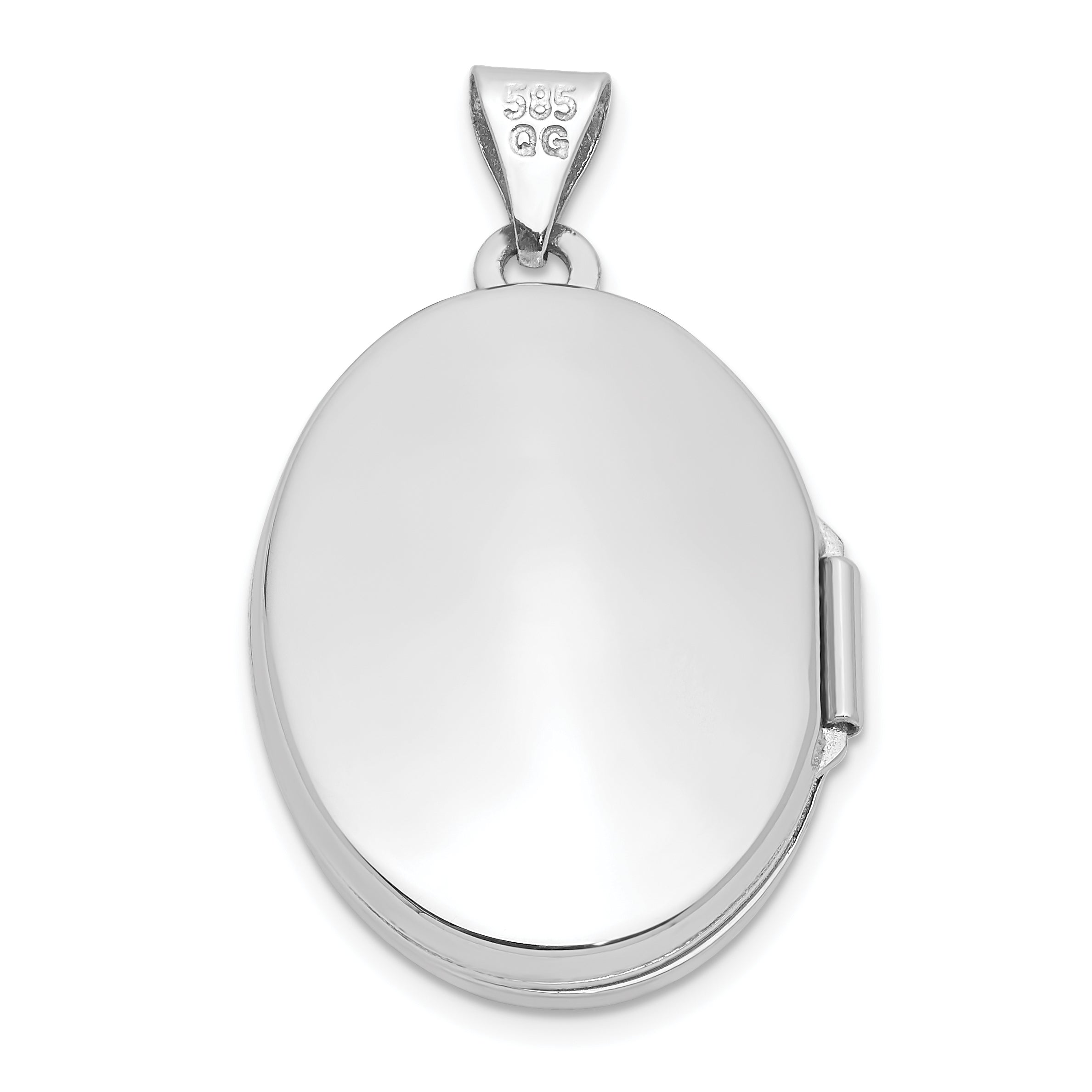 14K Weißgold 14K Weißgold Poliert Oval Medaillon