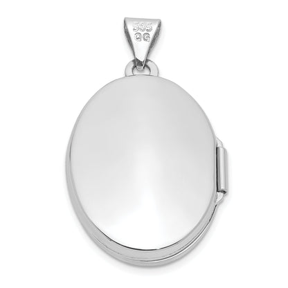 14K Weißgold 14K Weißgold Poliert Oval Medaillon