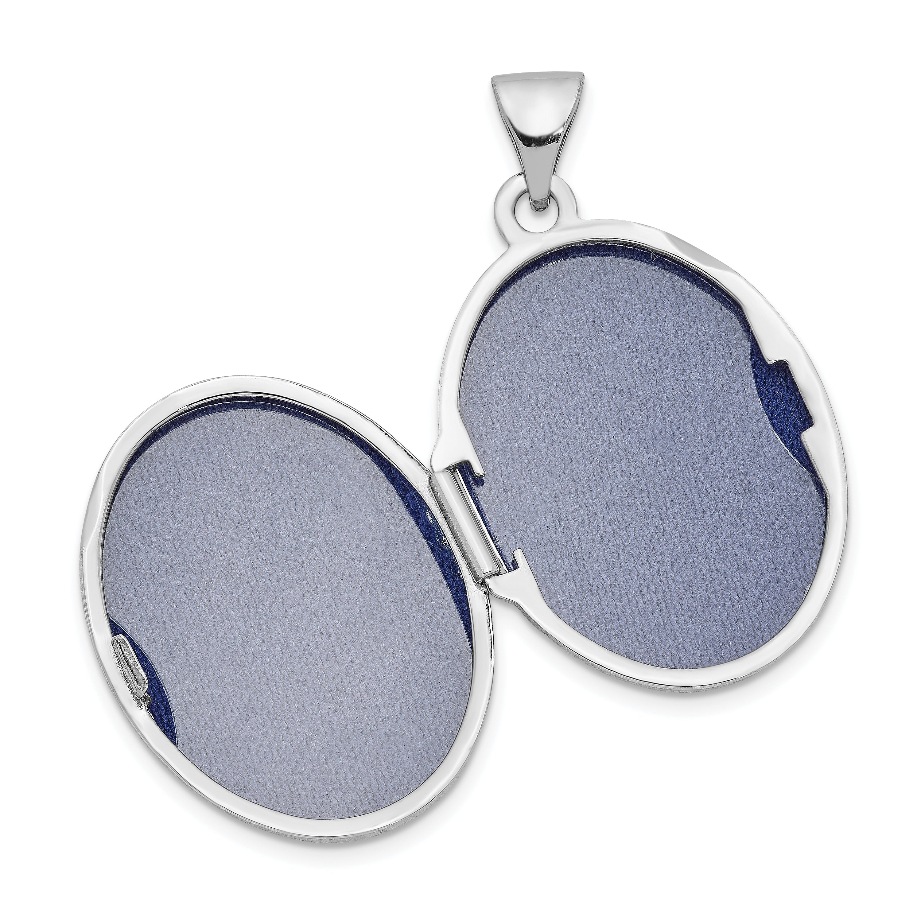 14K Weißgold 14K Weißgold Poliert Oval Medaillon