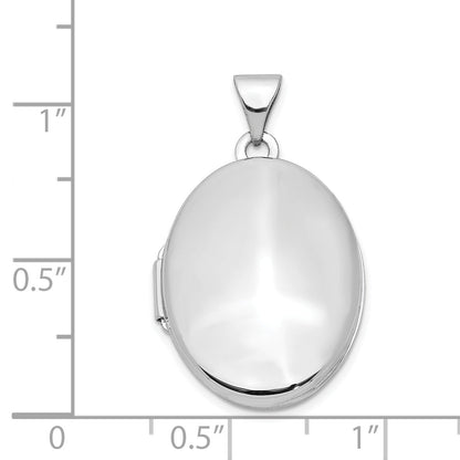 14K Weißgold 14K Weißgold Poliert Oval Medaillon