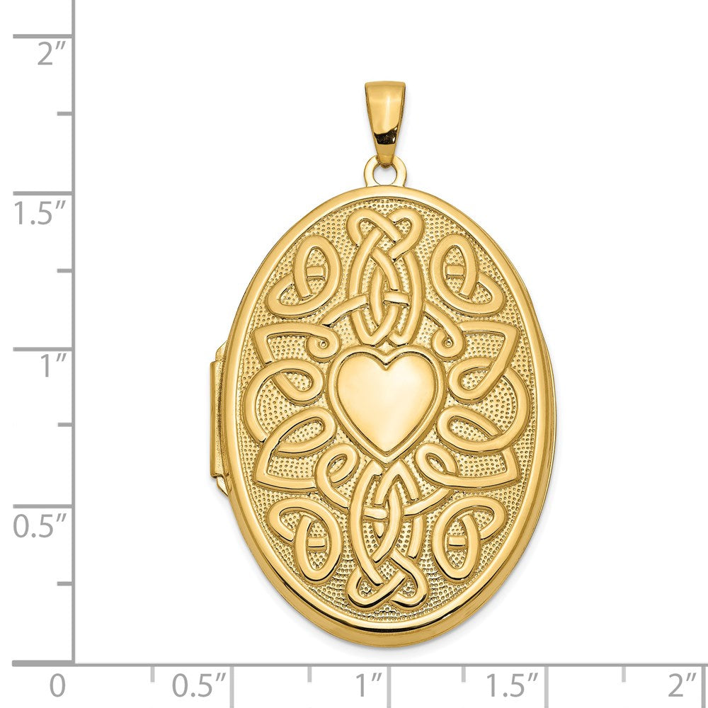 14K Gelbgold 14K Keltisch Herz 38mm Oval Medaillon