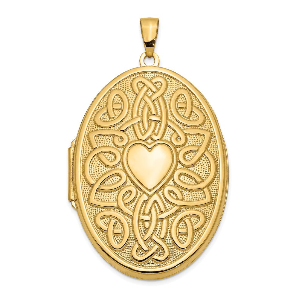 14K Gelbgold 14K Keltisch Herz 38mm Oval Medaillon