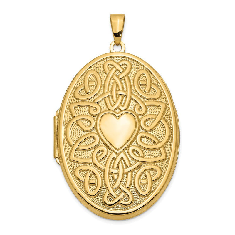 14K Gelbgold 14K Keltisch Herz 38mm Oval Medaillon