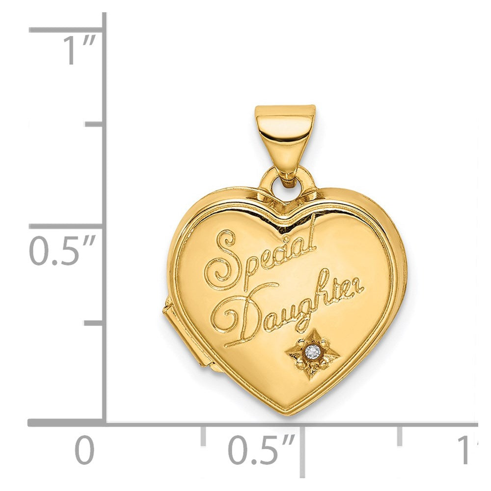 14K Gelbgold 14K Diamant Special Tochter 15mm Herz Medaillon