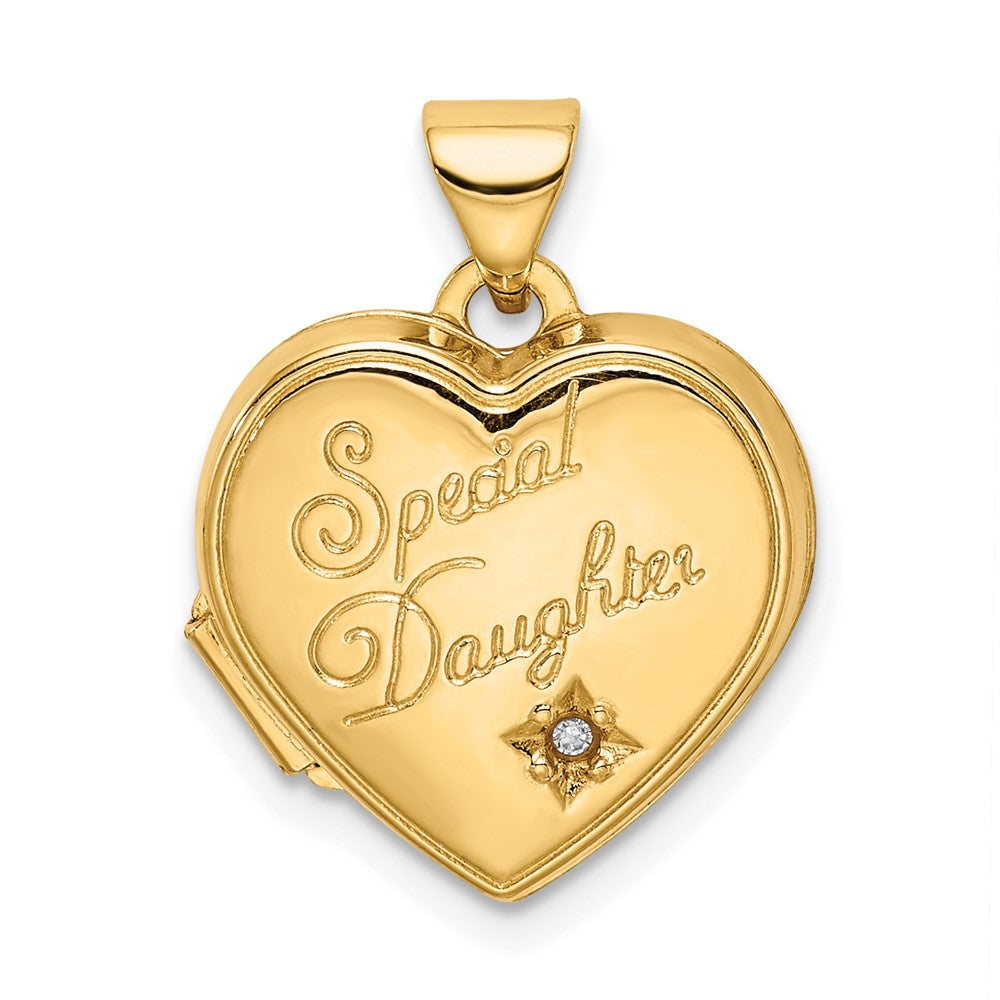 14K Gelbgold 14K Diamant Special Tochter 15mm Herz Medaillon