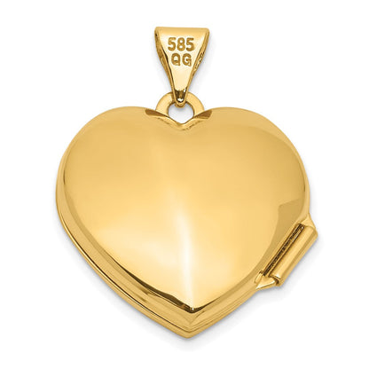 14K Gelbgold 14K 18mm Poliert Herz-shaped Blumen Medaillon