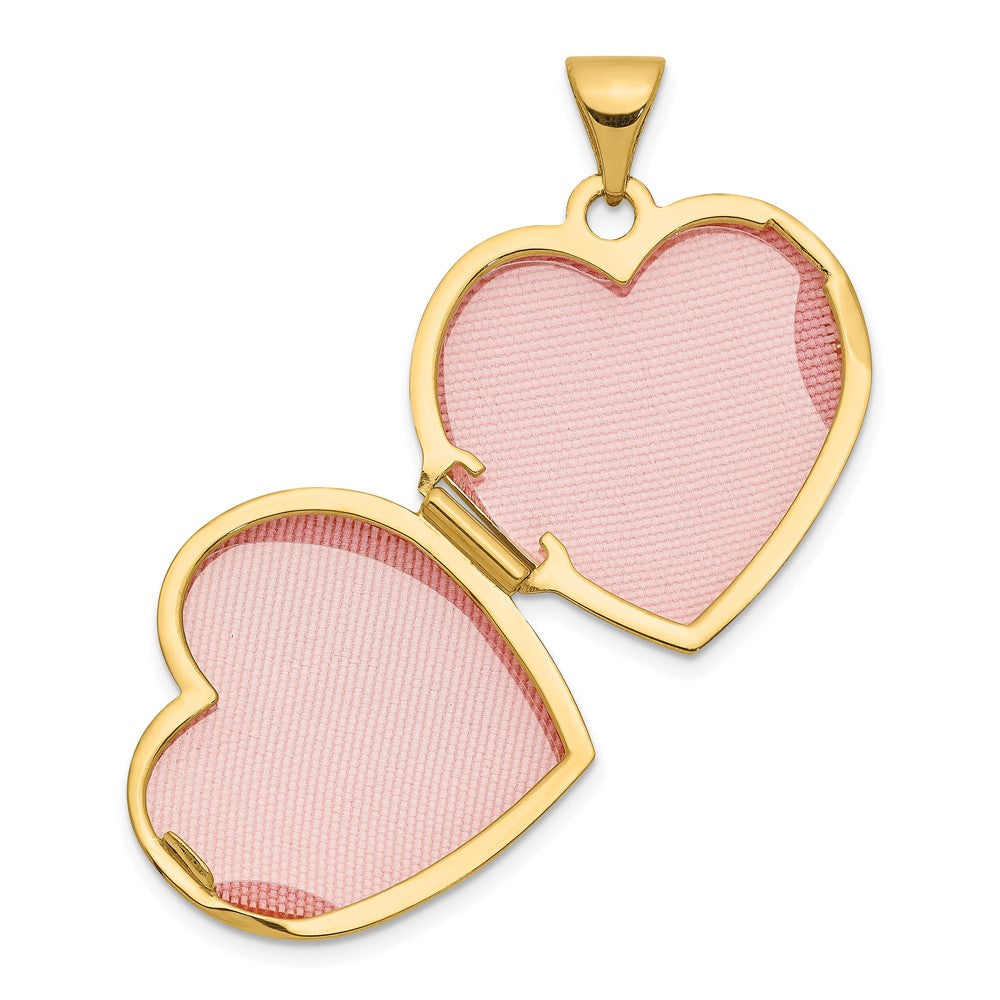 14K Gelbgold 14K 18mm Poliert Herz-shaped Blumen Medaillon