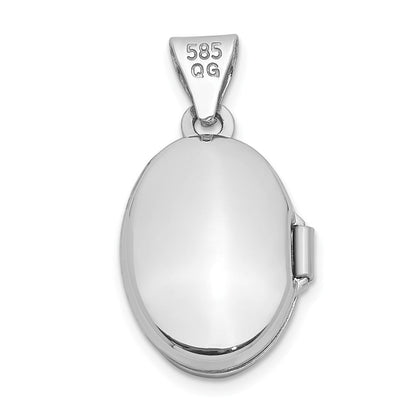 14K Weißgold 14K Weißgold 13mm Oval Schlicht Assembled Medaillon