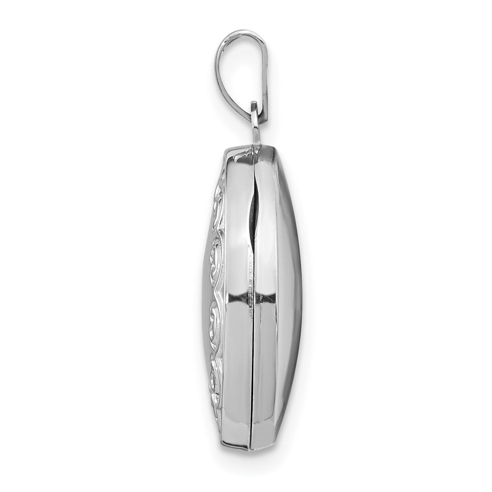14K Weißgold 14K Weißgold 17mm Oval Geprägt Rand Medaillon