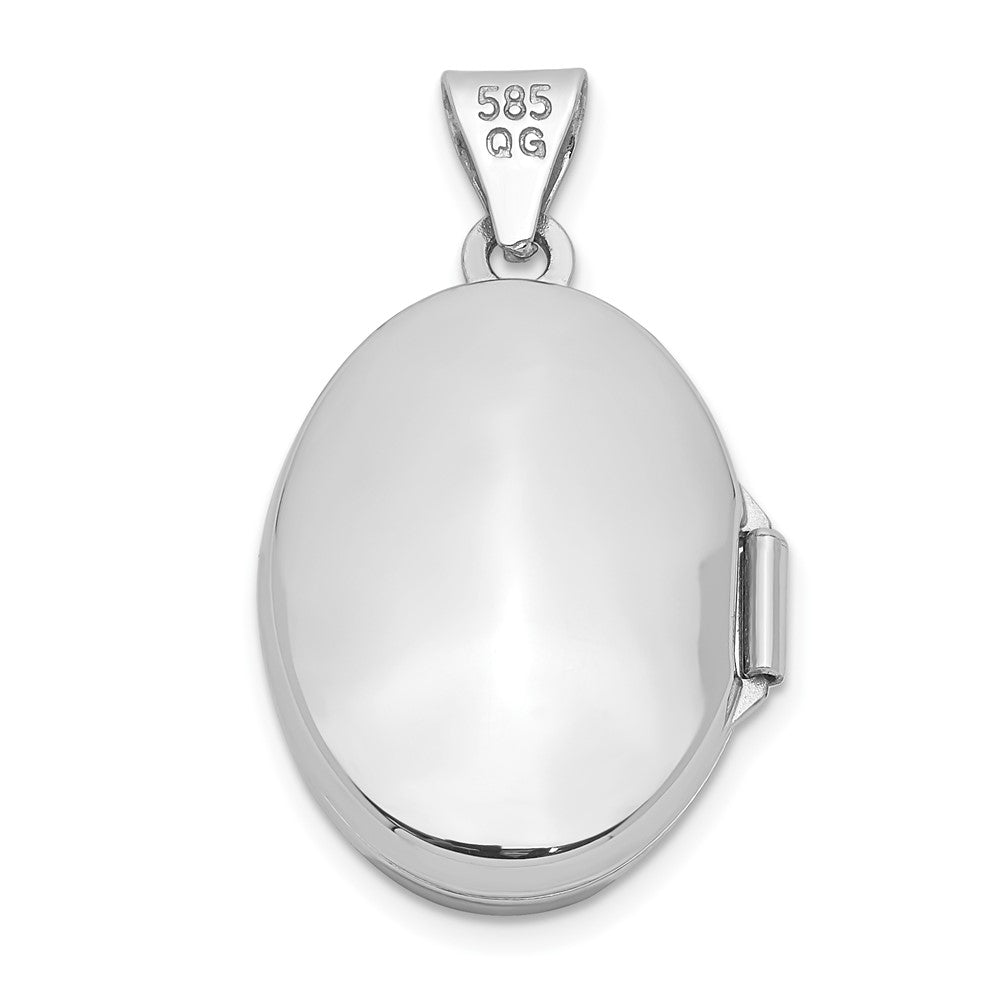 14K Weißgold 14K Weißgold 17mm Oval Geprägt Rand Medaillon