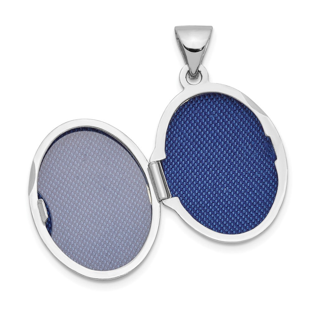 14K Weißgold 14K Weißgold 17mm Oval Geprägt Rand Medaillon
