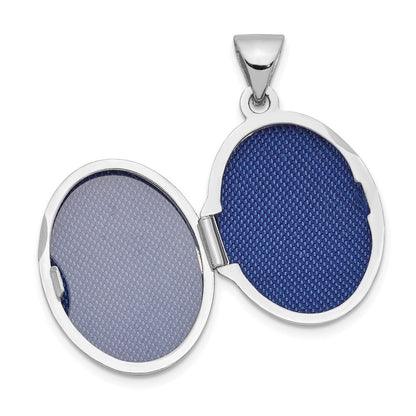14K Weißgold 14K Weißgold 17mm Oval Geprägt Rand Medaillon